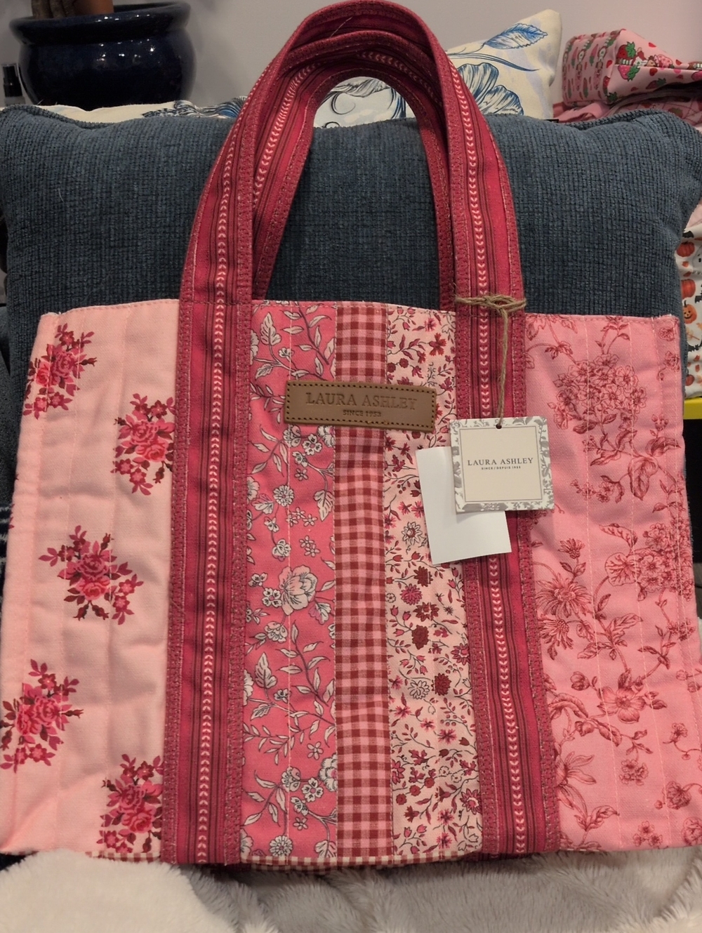 Laura Ashley Pink Patchwork Floral Tote Bag